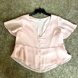 Express Blouse S/S Top Soft pink silver S lk new